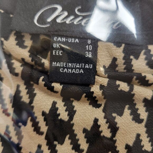 Beige Black Houndstooth Print Dress - Size 6 Size 8 Size 10 - NEW ! - Picture 8 of 9
